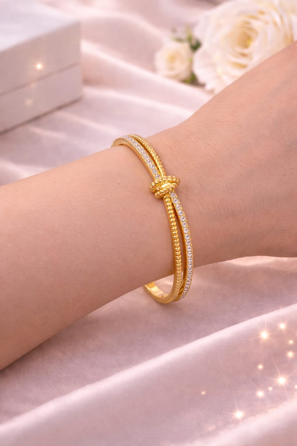 Premium Imported Steel Based Crystal Knot Bracelet