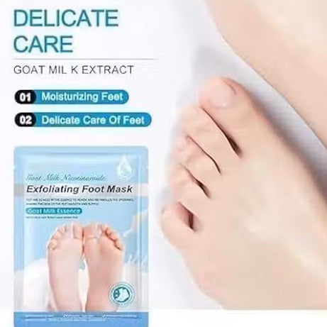 Goat Milk Foot Peeling Mask (1 Pair), Korean Peeling & Exfoliating | Deep Exfoliation with Glycolic Acid, Removes Dead Skin, Cruelty-Free