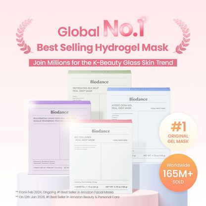 BIODANCE Bio-Collagen Real Deep Mask, Hydrating Overnight Hydrogel Face Mask, Pore Minimizing, Elasticity, Plumping, Travel Essentials & Self Care Gifts for Women, Korean Skin Care - 34g x 4Pcs