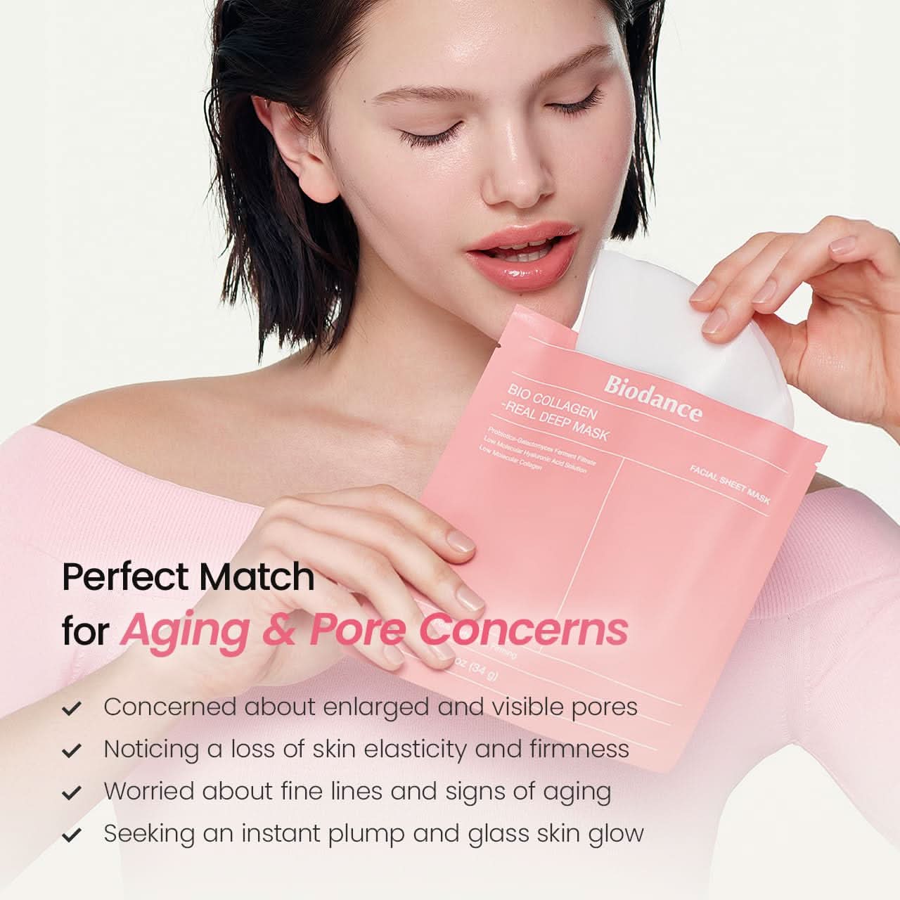 BIODANCE Bio-Collagen Real Deep Mask, Hydrating Overnight Hydrogel Face Mask, Pore Minimizing, Elasticity, Plumping, Travel Essentials & Self Care Gifts for Women, Korean Skin Care - 34g x 4Pcs