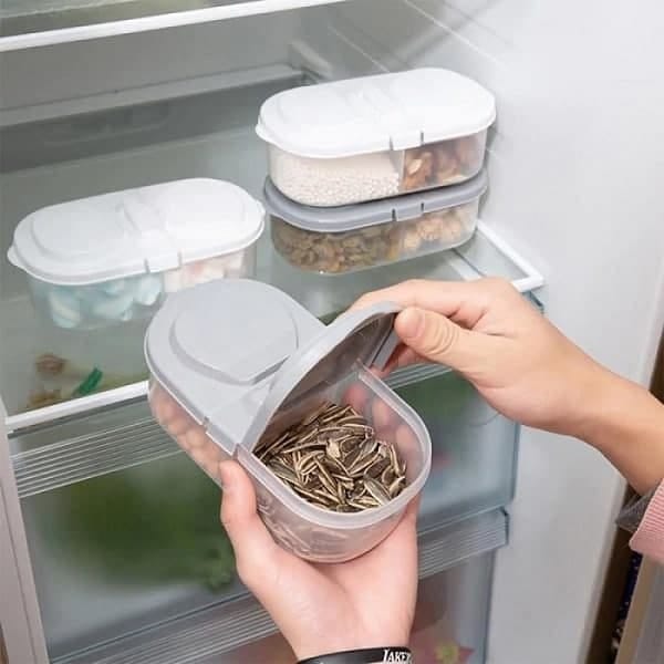 2 Compartment Food Storage Container with Lid (Pack of 1) | Color : Multicolor