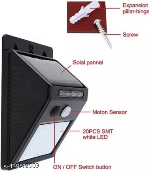 Solar-powered outdoor wall light with PIR motion sensor