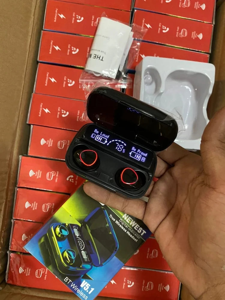 M10 Earbuds With Power Bank & Box Packing