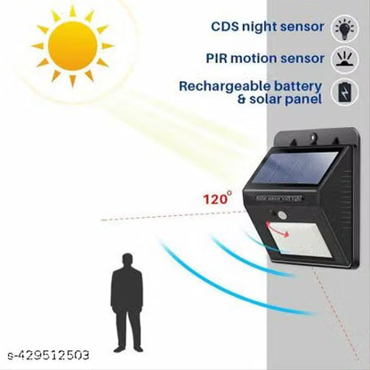 Solar-powered outdoor wall light with PIR motion sensor